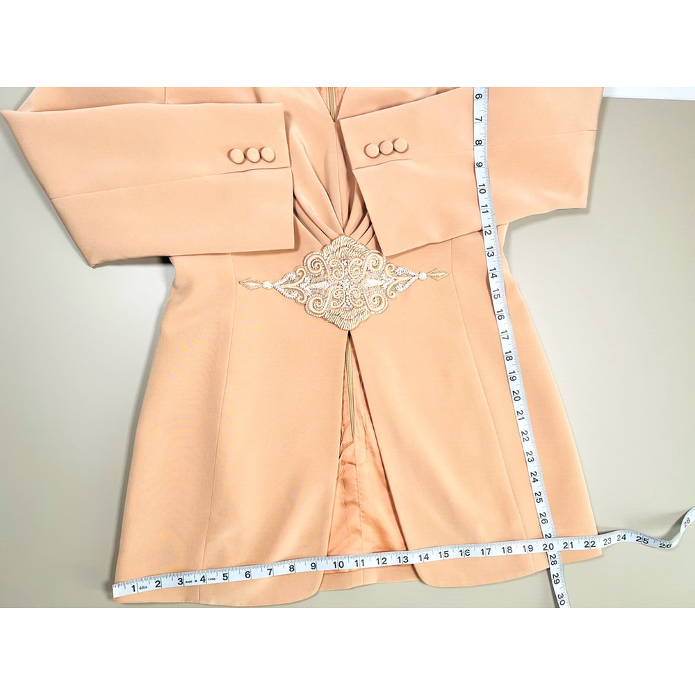 Badgley Mischka Top Skirt Suit Set Elegant Peach Beaded 6 - Picture 9 of 15